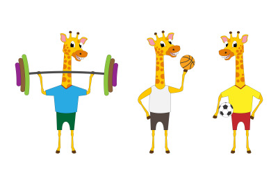 giraffe sport activity, simple vector illustration