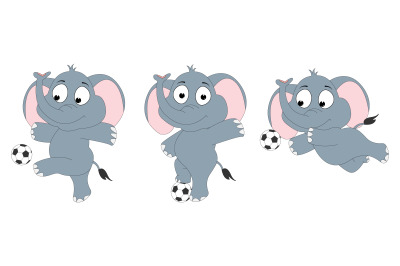 cute elephant play soccer, simple vector illustration