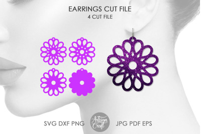 Floral earrings SVG&2C; cut file&2C; flower shaped earrings