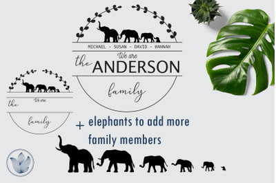Family Monogram with elephants SVG, Wreath frame
