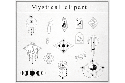 Mystical elements for logo design-boho modern logo