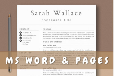 Clean Simple Professional Resume Word &amp; Pages