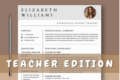 Teacher Resume Template with Photo Word &amp;amp; Pages