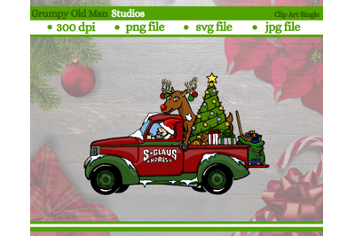 cartoon Christmas classic truck clip art | Santa driving a truck