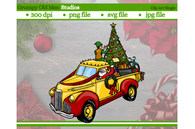 retro christmas truck clip art | Christmas truck featuring Santa
