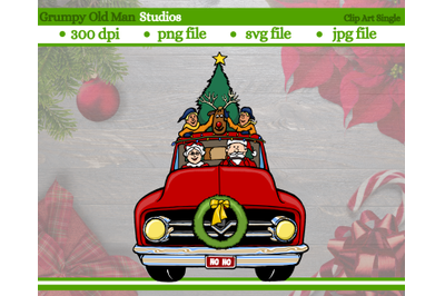 ford Christmas truck clip art | Santa driving a truck