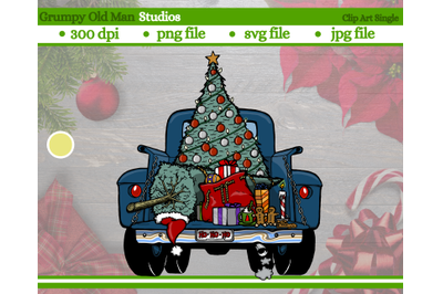 back of vintage Christmas truck clip art