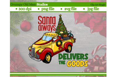 funny Christmas truck with Santa clip art | retro studebaker truck wit