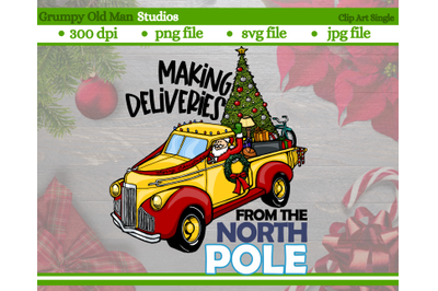 funny Christmas ford truck with Santa clip art | retro studebaker