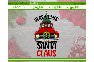 funny Christmas ford truck clip art | here comes Santa Claus