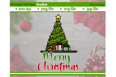 Christmas tree with wrapped gifts clip art | merry Christmas design