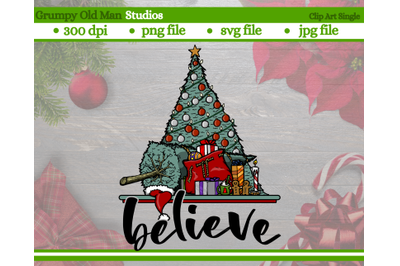 Christmas tree with wrapped gifts clip art | believe Christmas design