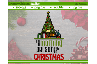 funny Christmas tree clip art | mi only a morning person Christmas