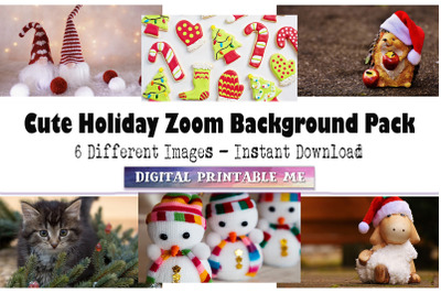 Holiday Zoom Background&2C; Cute Xmas&2C; Christmas Cat&2C; gnome&2C; snowman 6 Do