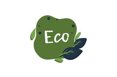 Eco green label with leaf tree. Eat natural veggie stamp,