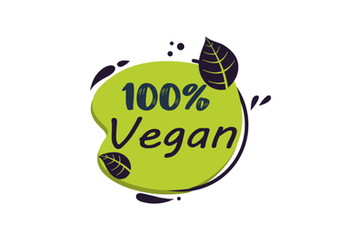 Vegan food icon logo, vegan meal label