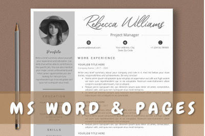 Creative Resume Template for Word &amp; Pages