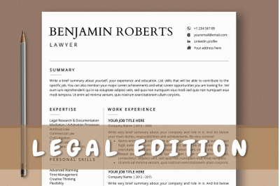Legal Resume Template Word &amp; Pages