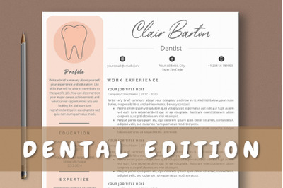 Dental Resume Template Word &amp; Pages
