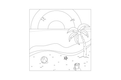 Beautiful Beach Outline Icon