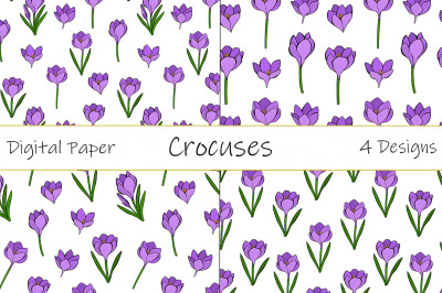 Crocuses pattern. Flowers pattern. Crocuses SVG. Flowers SVG