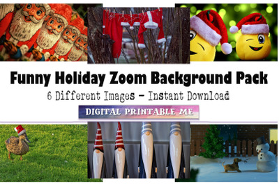 Christmas Zoom Background&2C; Cute Xmas&2C; funny holiday goose&2C; gnome&2C; smil