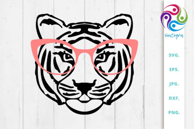 Tiger With Glasses Svg File