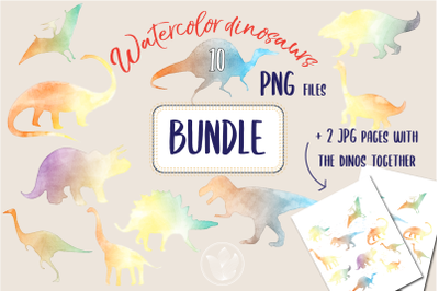 Watercolor dinosaurs, sublimation png files