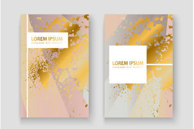 Creative luxurious and rich cover frame design paint golden splatter,