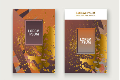 Creative luxurious and rich cover frame design paint golden splatter,