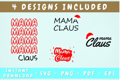 Mama Claus Svg Bundle - 4 Designs