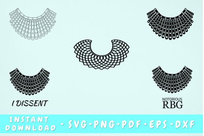 RBG Collar Svg Bundle - 5 Designs, Dissent Collar SVG