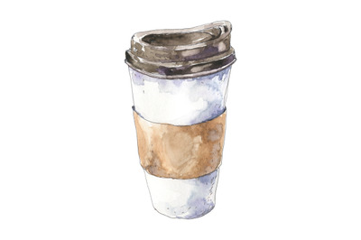 Coffee paper cup - watercolor illustration