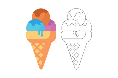 Beach Ice Cream Fill Outline Icon