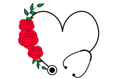 Floral Stethoscope SVG&2C; Flower Heart Stethoscope Svg&2C; Nurse Life svg&2C;