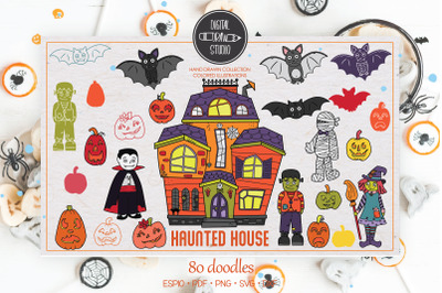 Haunted House Color | Monster Character, Halloween Pumpkin