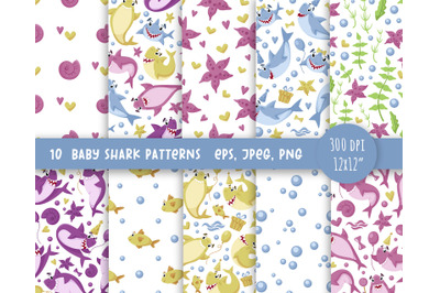 Baby Shark digital paper pack
