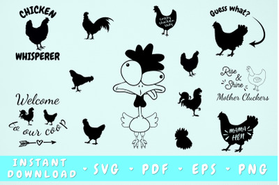 Chicken SVG Bundle - 18 Designs