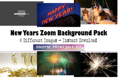 New Years Eve Zoom Background, 6 Digital Download, Fireworks, Virtual,