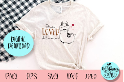 One loved llama svg, valentine svg