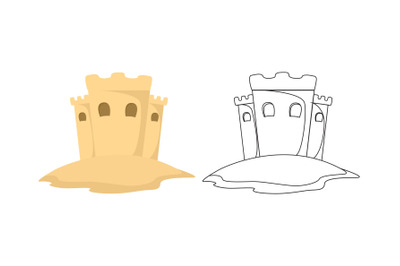 Beach Sand Castle Fill Outline Icon