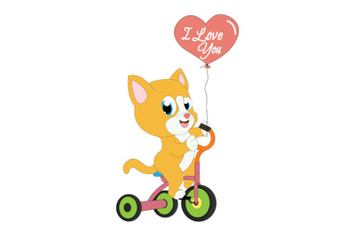 cute cat with bicycle