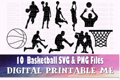 Basketball svg bundle, silhouette, PNG, clip art, 10 Digital images, s