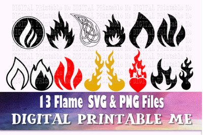 Flames, Silhouette, SVG, PNG,  Clip Art Pack, 13 Images, Instant Downl