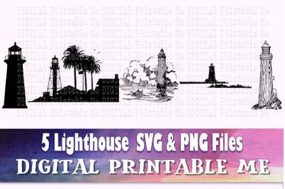 Lighthouse&2C; svg bundle&2C; silhouette&2C; PNG&2C; clip art&2C; 6 Digital&2C; sailing&2C;