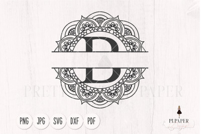 Split monogram B svg, Monogram frame svg