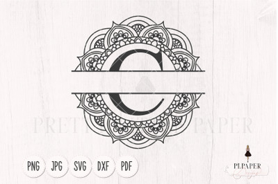Split monogram C svg, Monogram frame svg