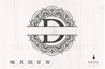 Split monogram D svg, Monogram frame svg