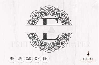 Split monogram E svg, Monogram frame svg
