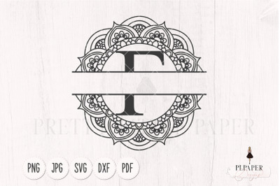 Split monogram F svg, Monogram frame svg